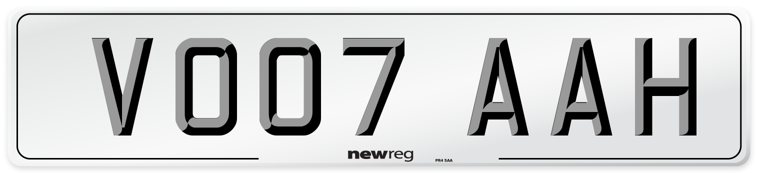 VO07 AAH Number Plate from New Reg